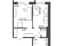 Продается 1-комнатная квартира ЖК Аринский, дом 2 корпус 1, 38 м², 4300000 рублей