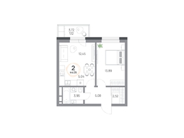 Продается 2-комнатная квартира ЖК Юдинский, дом 1.5, 44.05 м², 5484225 рублей