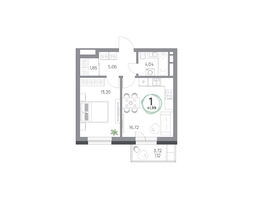 Продается 2-комнатная квартира ЖК Юдинский, дом 1.3, 41.99 м², 5530083 рублей