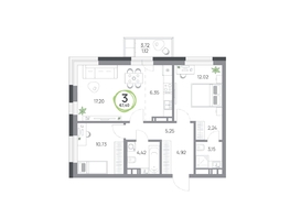 Продается 3-комнатная квартира ЖК Юдинский, дом 1.4, 67.4 м², 8303680 рублей