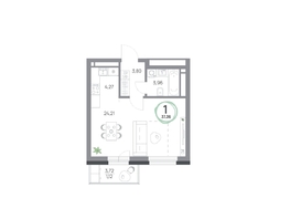Продается 1-комнатная квартира ЖК Юдинский, дом 1.4, 37.36 м², 5080960 рублей