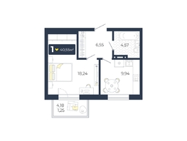 Продается 1-комнатная квартира ЖК Живём, Квартал 6.2, дом 1, 40.55 м², 4513215 рублей