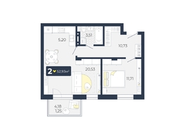 Продается 2-комнатная квартира ЖК Живём, Квартал 6.2, дом 2, 52.93 м², 5356516 рублей
