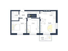 Продается 3-комнатная квартира ЖК Живём, Квартал 6.2, дом 2, 59.24  м², 6149112 рублей