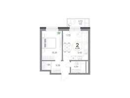 Продается 2-комнатная квартира ЖК Юдинский, дом 1.5, 41.99 м², 5215158 рублей