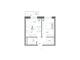 Продается 2-комнатная квартира ЖК Юдинский, дом 1.5, 42.65 м², 5309925 рублей