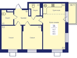 Продается 3-комнатная квартира ЖК Univers (Универс), 2 квартал, 66.5 м², 9875250 рублей
