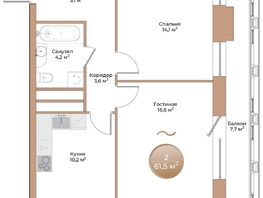 Продается 2-комнатная квартира ЖК Небо над Енисеем, корпус 4, 56.1  м², 10098000 рублей