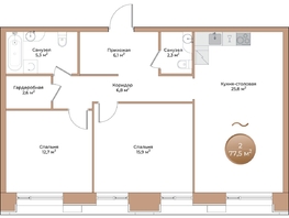 Продается 2-комнатная квартира ЖК Небо над Енисеем, корпус 4, 77.5  м², 12555000 рублей