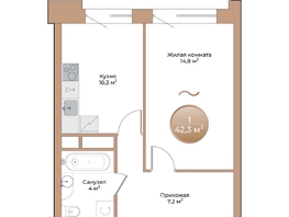 Продается 1-комнатная квартира ЖК Небо над Енисеем, 38.1 м²