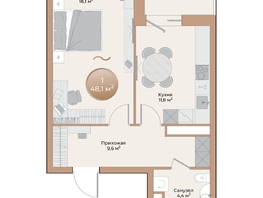 Продается 1-комнатная квартира ЖК Небо над Енисеем, 46 м²