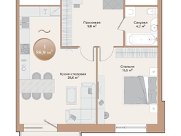 Продается 1-комнатная квартира ЖК Небо над Енисеем, 56.5 м²