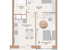 Продается 1-комнатная квартира ЖК Небо над Енисеем, 46  м²