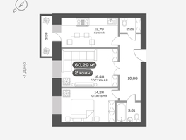 Продается 2-комнатная квартира ЖК Сити-квартал Октябрьский, дом 1, 60.29 м², 8550000 рублей