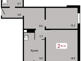 Продается 2-комнатная квартира ЖК Мичурино, дом 2 строение 6, 61 м², 5400000 рублей