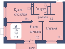 Продается 2-комнатная квартира ЖК Univers (Универс), 3 квартал, 54.5 м², 8529250 рублей