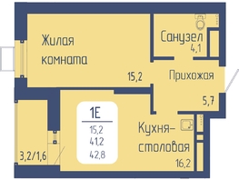 Продается 1-комнатная квартира ЖК Univers (Универс), 3 квартал, 42.8 м², 7233200 рублей
