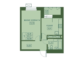 Продается 1-комнатная квартира ЖК Univers (Универс), 4 квартал, 36.8 м², 6256000 рублей