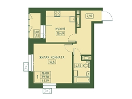 Продается 1-комнатная квартира ЖК Univers (Универс), 4 квартал, 41.29 м², 7349620 рублей