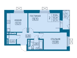 Продается 2-комнатная квартира ЖК Univers (Универс), 5 квартал, 57.71 м², 9291310 рублей