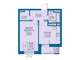 Продается 1-комнатная квартира ЖК Univers (Универс), 5 квартал, 42.75 м², 7481250 рублей