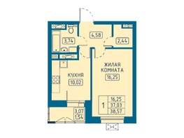 Продается 1-комнатная квартира ЖК Univers (Универс), 5 квартал, 38.57 м², 7058310 рублей
