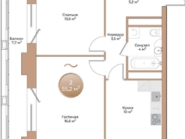Продается 2-комнатная квартира ЖК Небо над Енисеем, 55.2 м², 8942400 рублей