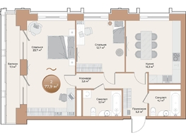 Продается 2-комнатная квартира ЖК Небо над Енисеем, 72.9 м², 10424700 рублей