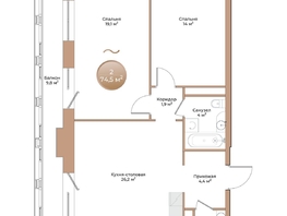 Продается 2-комнатная квартира ЖК Небо над Енисеем, 74.5  м², 13782500 рублей