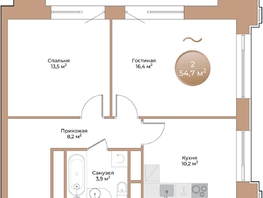 Продается 2-комнатная квартира ЖК Небо над Енисеем, 54.7 м², 8095600 рублей