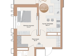 Продается 1-комнатная квартира ЖК Небо над Енисеем, 44.5 м², 6808500 рублей