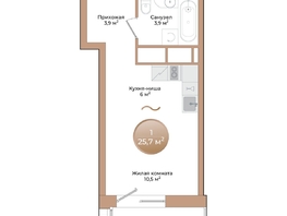 Продается Студия ЖК Небо над Енисеем, 25.7 м², 6193700 рублей