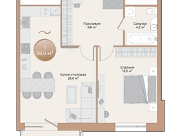 Продается 1-комнатная квартира ЖК Небо над Енисеем, 56.5 м², 14294500 рублей