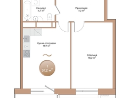 Продается 1-комнатная квартира ЖК Небо над Енисеем, 51.2  м&sup2;, 12953600 рублей