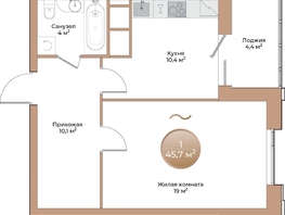 Продается 1-комнатная квартира ЖК Небо над Енисеем, 45.7  м², 8774400 рублей