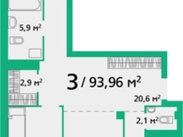 Продается 3-комнатная квартира ЖК Норма, дом 2, 93.96 м², 14000000 рублей