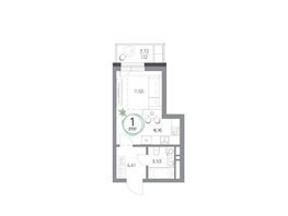 Продается 1-комнатная квартира ЖК Юдинский, дом 1.2, 27.17 м², 4045478 рублей