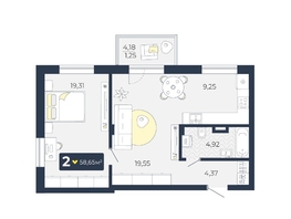 Продается 2-комнатная квартира ЖК Живём, Квартал 6.1, дом 1, 58.65 м², 6451500 рублей