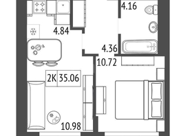 Продается 2-комнатная квартира ЖК Премьер парк, 35.11 м², 5652710 рублей