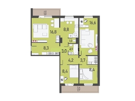 Продается 4-комнатная квартира ЖК Судостроительная, дом 99, 85.9 м², 9600000 рублей
