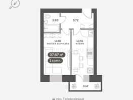 Продается 1-комнатная квартира ЖК Сити-квартал Октябрьский, дом 1, 37.67  м², 7500000 рублей