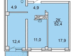 Продается 2-комнатная квартира ЖК Зеленая высотка на Калинина, 52.3 м², 6197000 рублей