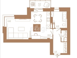Продается 1-комнатная квартира ЖК АЙВАЗОВSKY (АЙВАЗОВСКИЙ), 1, 43.15 м², 5999500 рублей