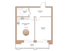 Продается 1-комнатная квартира ЖК Небо над Енисеем, 47.1 м², 7253400 рублей