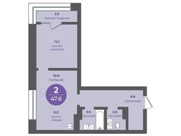 Продается 2-комнатная квартира ЖК Прогресс-квартал Перемены, дом 1, 47.6  м², 6568800 рублей