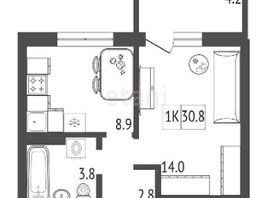 Продается 1-комнатная квартира ЖК Кедр, дом 2, 31 м², 4125000 рублей