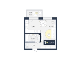 Продается 1-комнатная квартира ЖК Живём, Квартал 6.2, дом 1, 33.95  м², 3904250 рублей