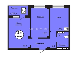 Продается 2-комнатная квартира ЖК Тихие зори, дом Гранит корпус 2, 54.6 м², 7658000 рублей