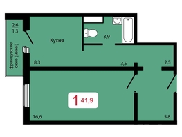 Продается 1-комнатная квартира ЖК Мичурино, дом 2 строение 7, 41.9  м², 5570000 рублей