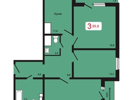 Продается 3-комнатная квартира ЖК КБС. Берег, дом 5 строение 1, 85.8  м², 10560200 рублей